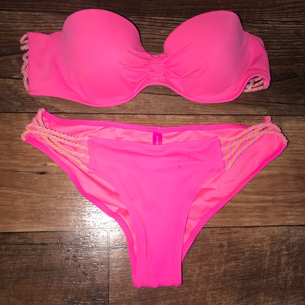 Neon pink Victoria’s Secret swimsuit